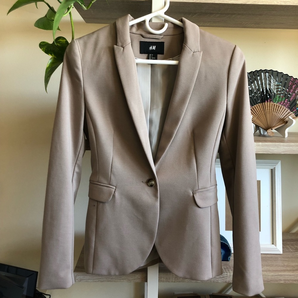 H&M Blazer Taupe/dark Khaki